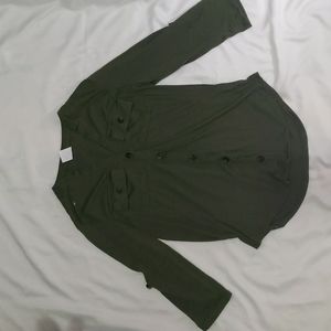Women's dark green button down shirt